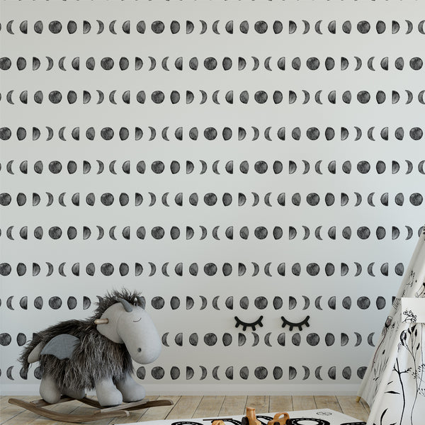 Moon Phases Wallpaper – Red Panda Wall Stickers