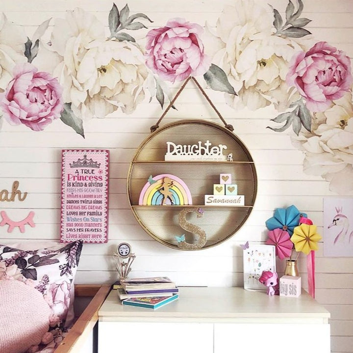 Peonies Pink & White Floral Wall Sticker
