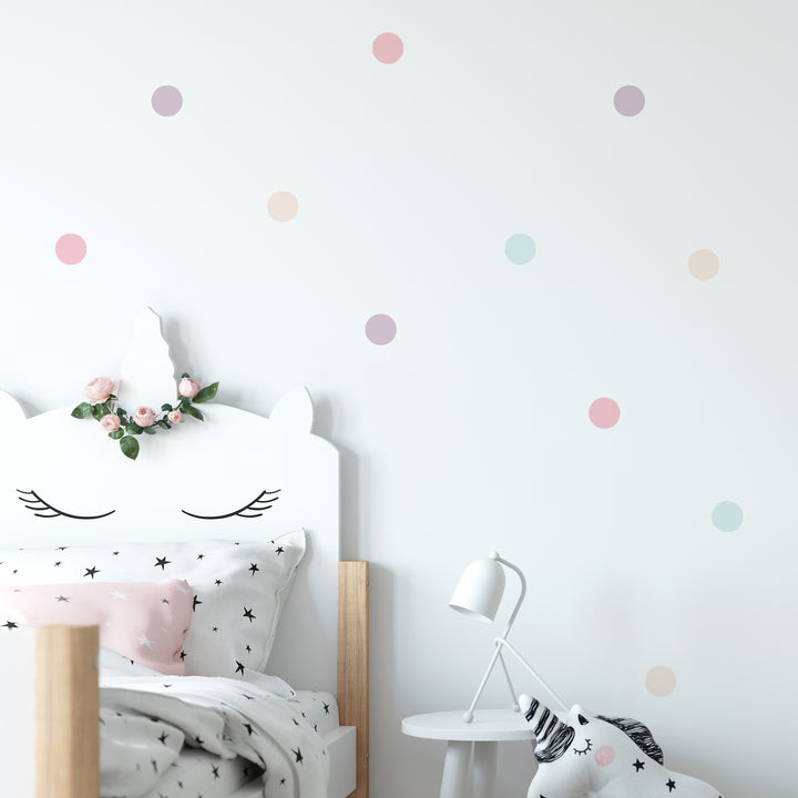 Round 140mm Dot Pattern Wall Decals - Set of 32