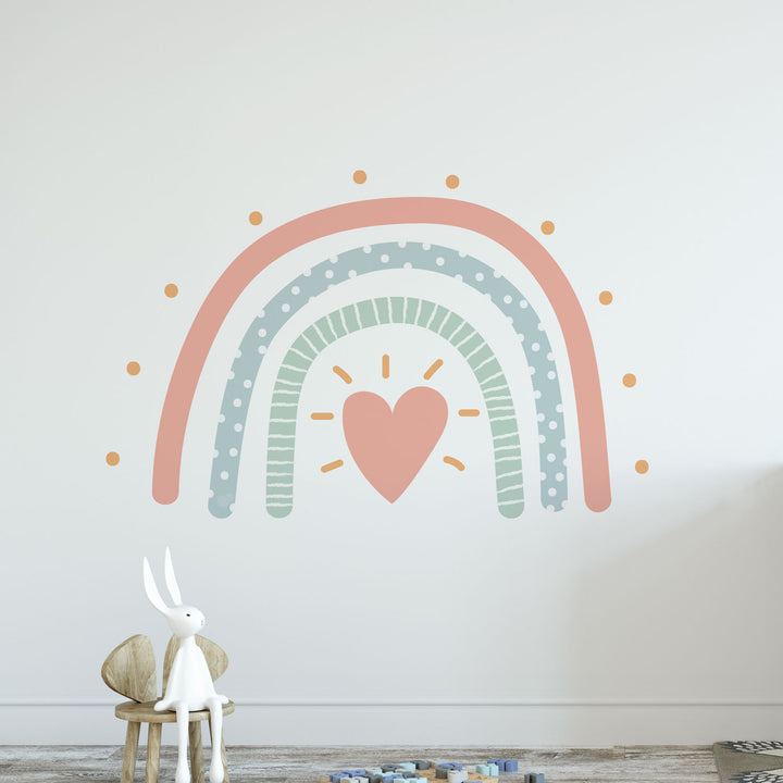 1618 Love Heart Pattern Rainbow Wall Sticker Live Mock Up 1